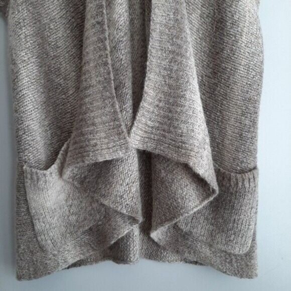 360 SWEATER / Open Front Chunky Knit Cardigan Sweater w/ Pockets Oatmeal Sz S - Picture 4 of 11